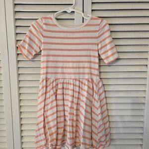 Striped Pink and White Kids Dress